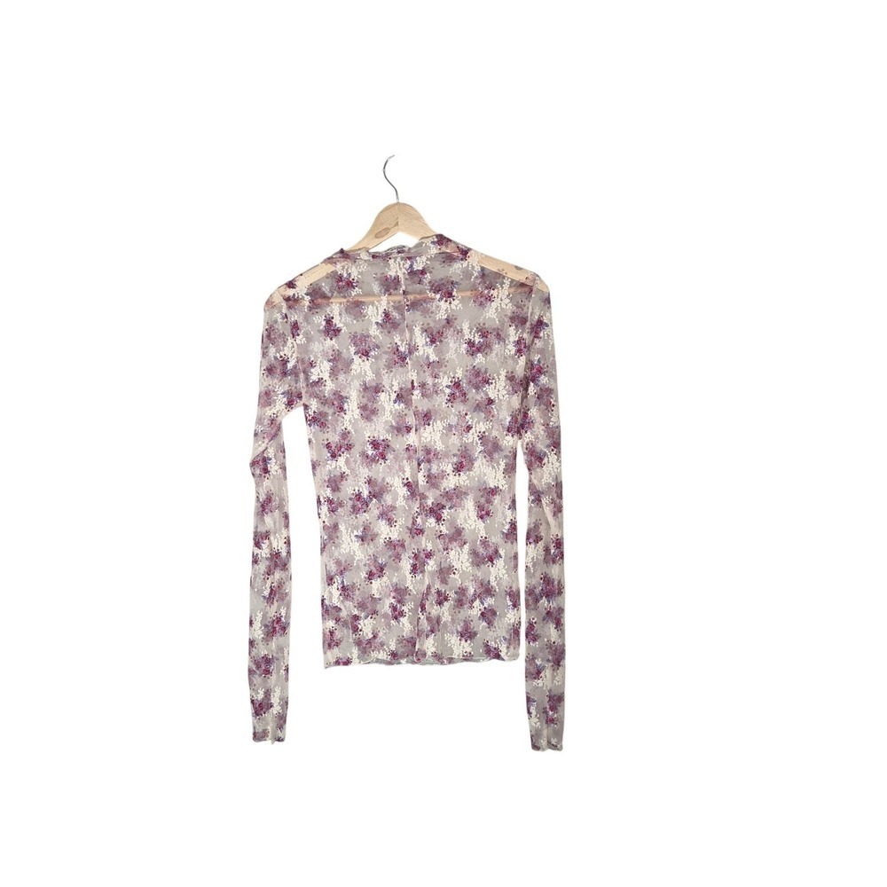 Intimately Free People Floral Mesh Top M Sheer Mock Neck Long Sleeve Y2K - Picture 2 of 7